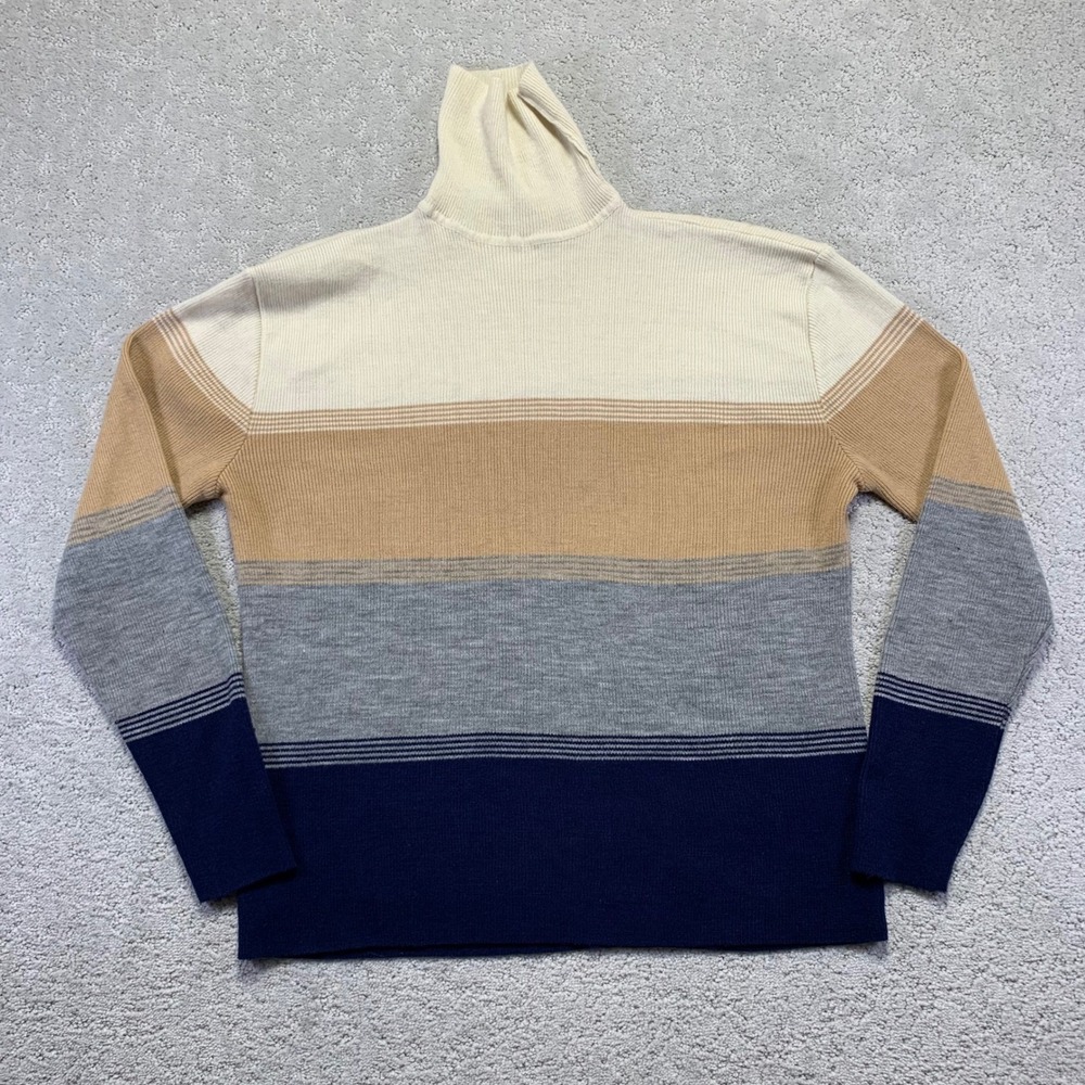 Vintage Kennington LTD Womens Sweater Size XL Striped Knit Turtleneck Acrylic